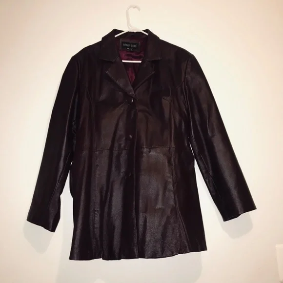Vintage 90s Women Oscar Piel Dark Burgundy Genuine 100% Leather Jacket Coat 2XL - Picture 13 of 13